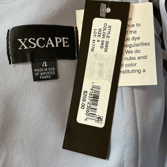 XSCAPE Off the Shoulder Ruffled A-Line Evening Gown Sky Blue Size 4 Dress - Picture 9 of 12